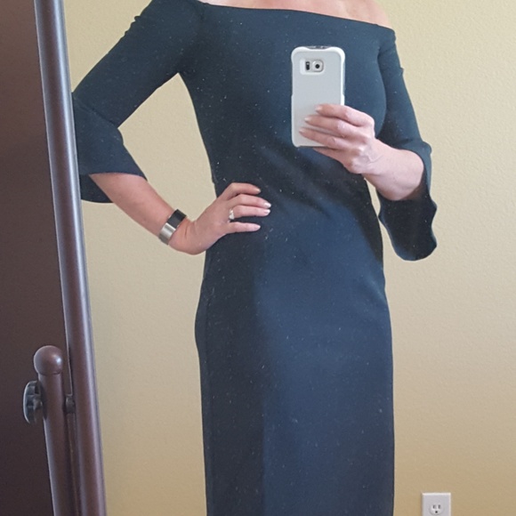 H&M Dresses & Skirts - H&M Dark Green Off the Shoulder Midi Dress